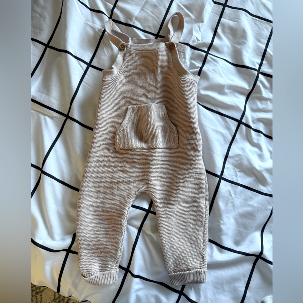 Cozy Tan Knit Overalls for Kids